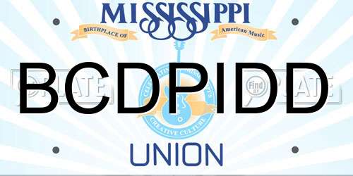 BCDPIDD Mississippi License Plate