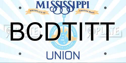 BCDTITT Mississippi License Plate
