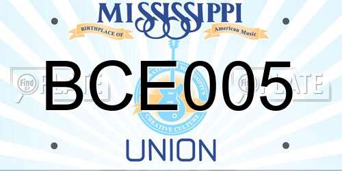 BCE005 Mississippi License Plate