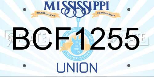 BCF1255 Mississippi License Plate