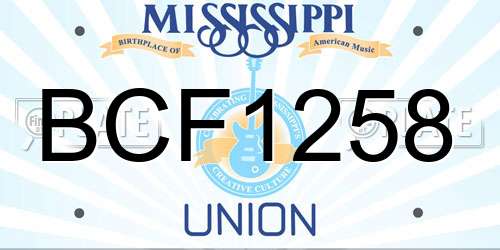 BCF1258 Mississippi License Plate