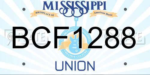 BCF1288 Mississippi License Plate