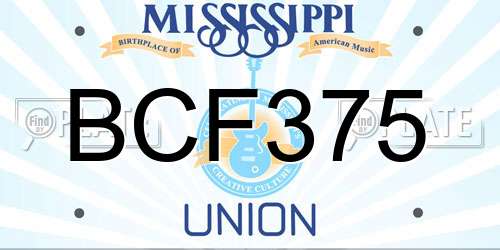 BCF375 Mississippi License Plate