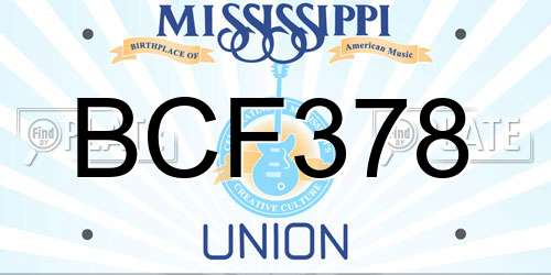 BCF378 Mississippi License Plate