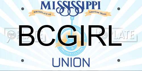 BCGIRL Mississippi License Plate