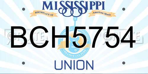 BCH5754 Mississippi License Plate