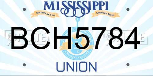 BCH5784 Mississippi License Plate