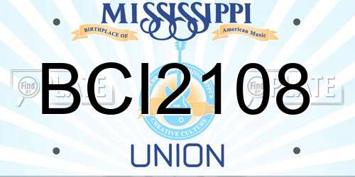 BCI2108 Mississippi License Plate