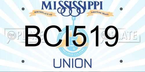 BCI519 Mississippi License Plate