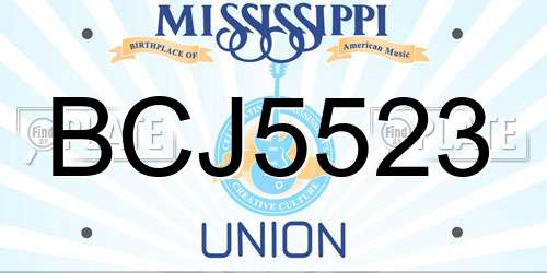 BCJ5523 Mississippi License Plate