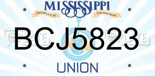 BCJ5823 Mississippi License Plate