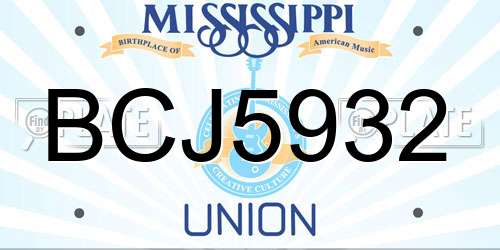 BCJ5932 Mississippi License Plate
