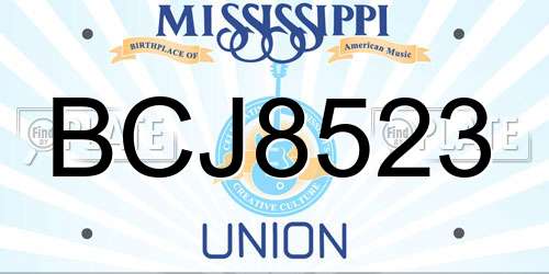 BCJ8523 Mississippi License Plate