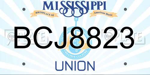 BCJ8823 Mississippi License Plate