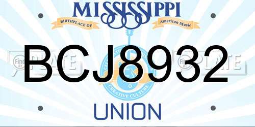 BCJ8932 Mississippi License Plate