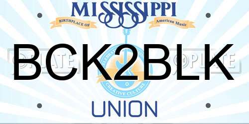 BCK2BLK Mississippi License Plate