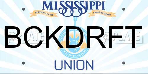 BCKDRFT Mississippi License Plate