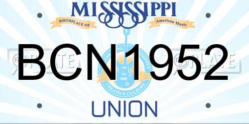 BCN1952 Mississippi License Plate
