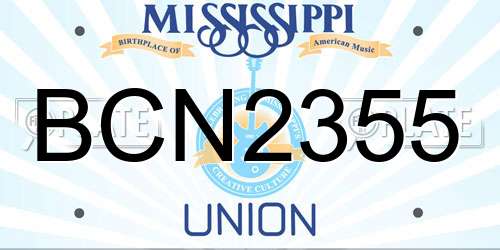 BCN2355 Mississippi License Plate