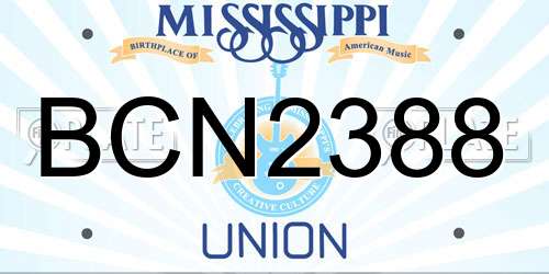 BCN2388 Mississippi License Plate