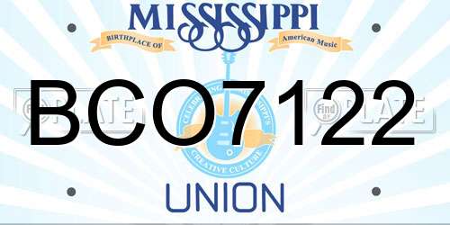BCO7122 Mississippi License Plate