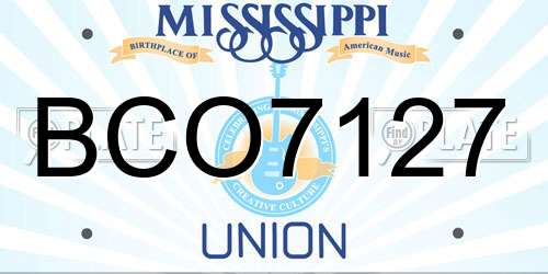 BCO7127 Mississippi License Plate