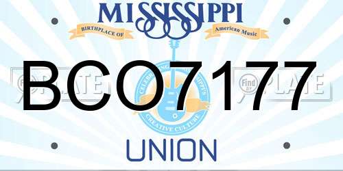 BCO7177 Mississippi License Plate
