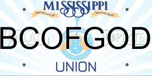 BCOFGOD Mississippi License Plate
