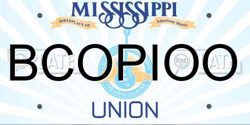BCOPIOO Mississippi License Plate