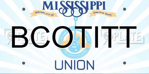 BCOTITT Mississippi License Plate