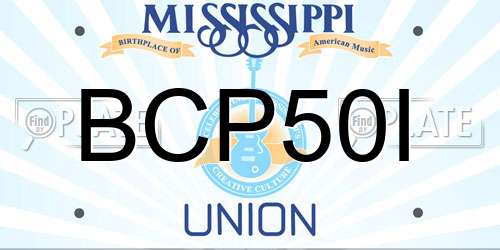 BCP50I Mississippi License Plate