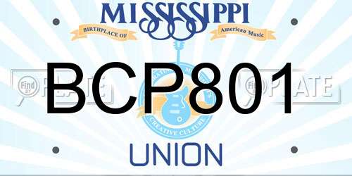 BCP801 Mississippi License Plate