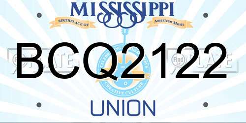 BCQ2122 Mississippi License Plate