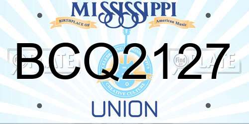 BCQ2127 Mississippi License Plate
