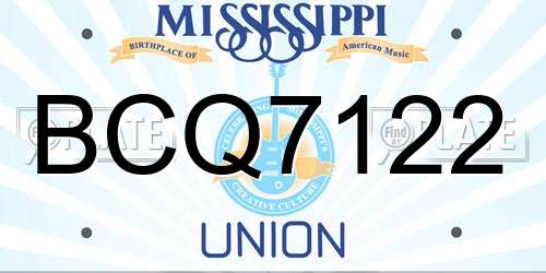 BCQ7122 Mississippi License Plate
