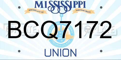BCQ7172 Mississippi License Plate