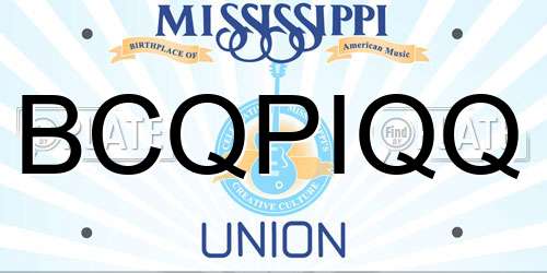 BCQPIQQ Mississippi License Plate