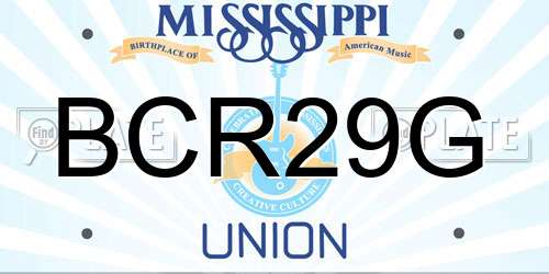BCR29G Mississippi License Plate
