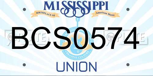 BCS0574 Mississippi License Plate