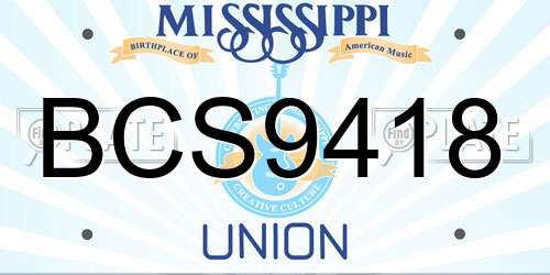 BCS9418 Mississippi License Plate