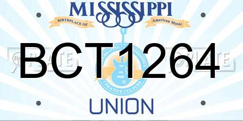 BCT1264 Mississippi License Plate
