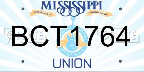 BCT1764 Mississippi License Plate