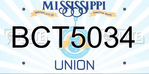 BCT5034 Mississippi License Plate