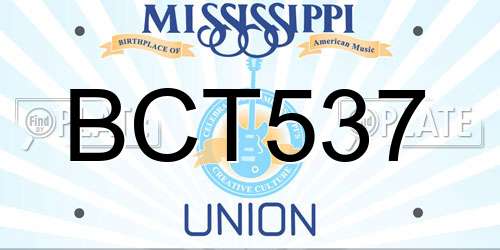 BCT537 Mississippi License Plate