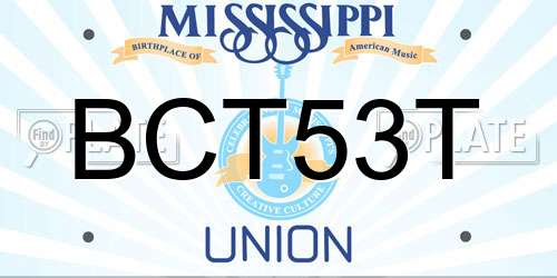 BCT53T Mississippi License Plate