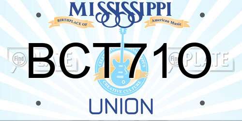 BCT71O Mississippi License Plate