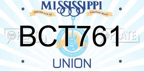 BCT761 Mississippi License Plate