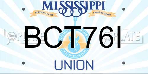 BCT76I Mississippi License Plate