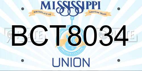 BCT8034 Mississippi License Plate