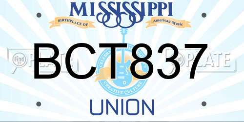 BCT837 Mississippi License Plate